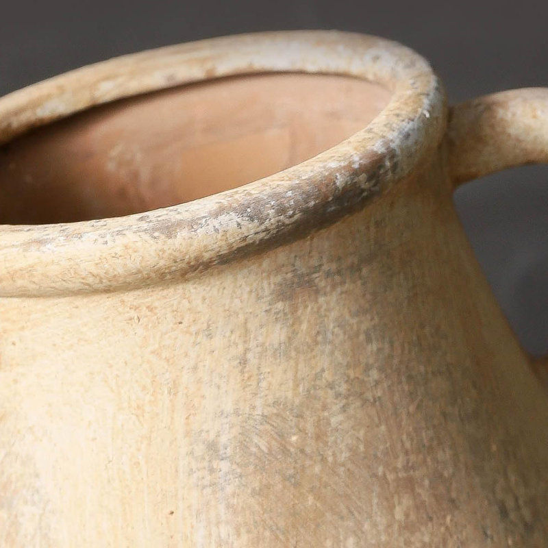 Farmhouse Flower Vase With 2 Handles,Decorative Ceramic Flower Vase For Home Decor, Beige