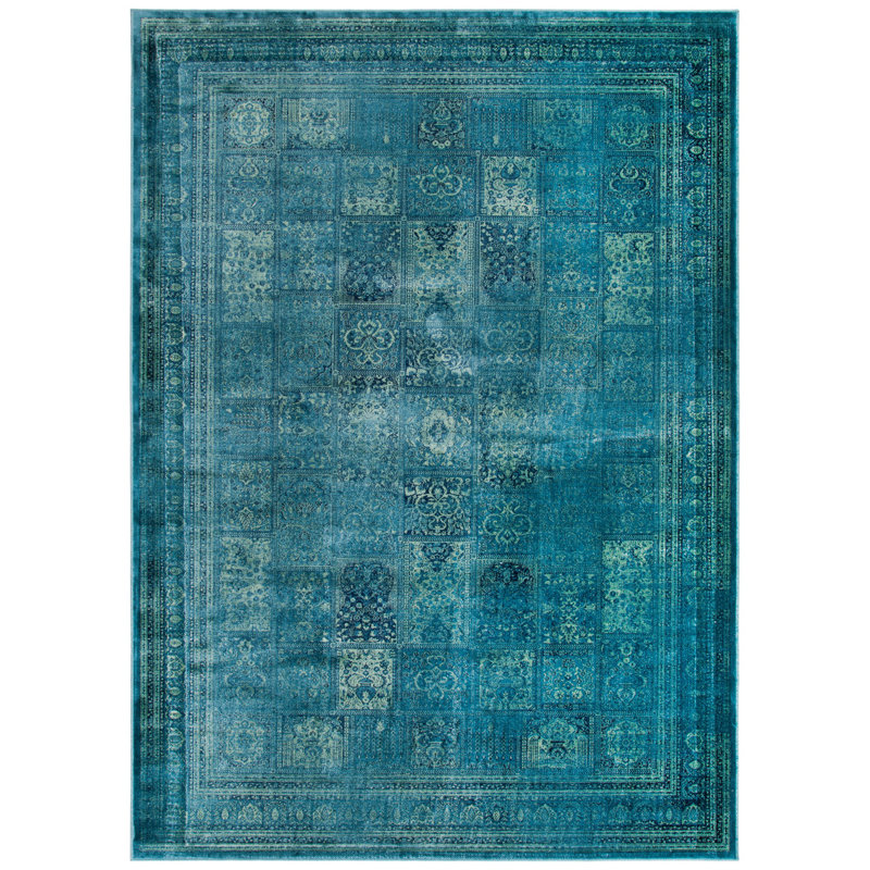 Tapis oriental turquoise / gris Evanoff, Rectangle 2 pi x 3 pi
