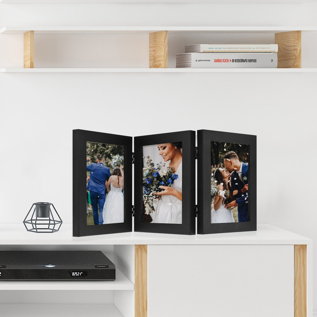 Ariann Hinged Picture Frame for 3 Pictures Tabletop Photo Frame Latitude Run® 