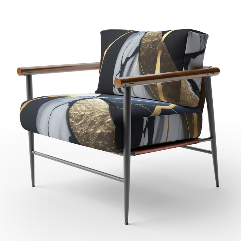 Fauteuil d'appoint rembourré en marbre Daelen, Noir, noir, noir, noir