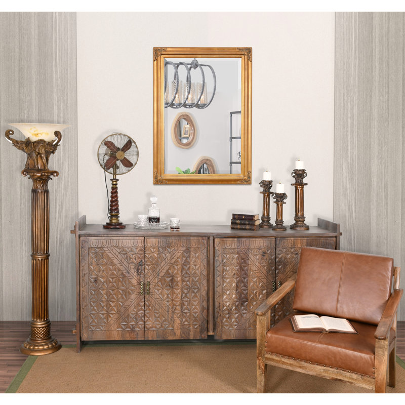 David-Paul Solid Wood Rectangle Wall Mirror, Antique Gold