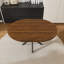Table de salle à manger rétractable, table de salle à manger ronde, table de salle à manger extensible, base en acier au carbone pour 6 personnes, mobilier de salle à manger moderne et simple en placage de bois massif (de 42 po à 58 po)
