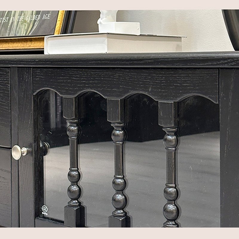 Red Oak Arches Retro Solid Wood TV Stand, L 86,61 po
