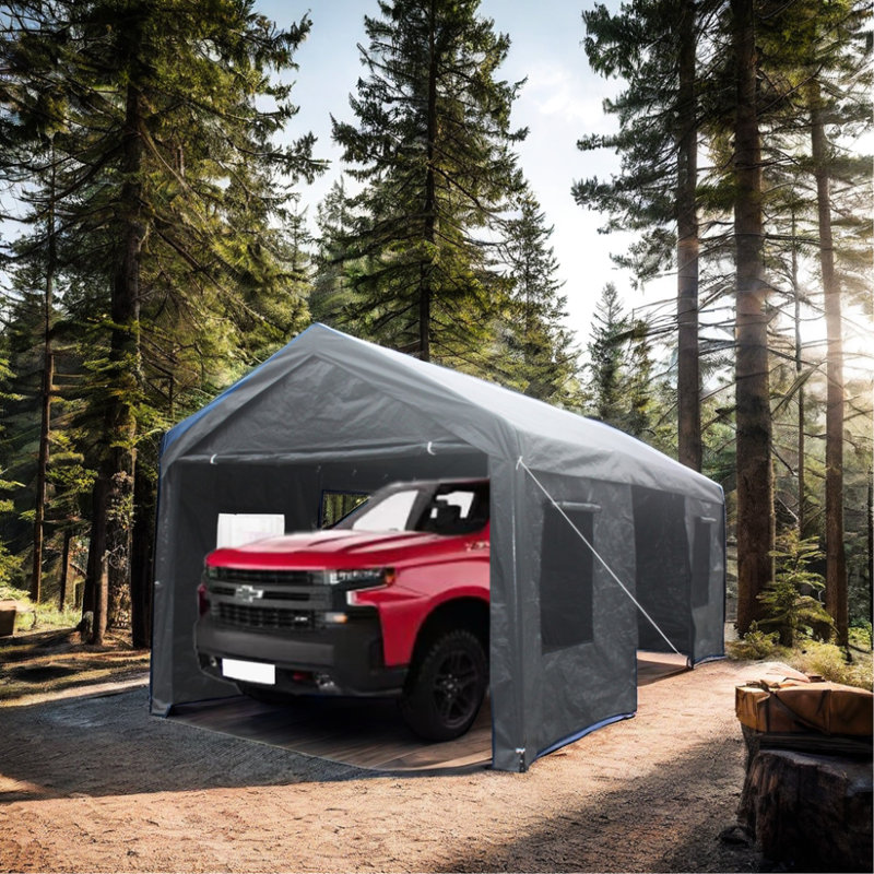 12X20ft Carport Canopy Garage: Structure, Waterproof Cover, Ventilation Windows, For Multiple Uses And Storage Heavy Duty Outdoor 12X20 Feet: Spacious Vehicles, Waterproof, Protected, With Easy