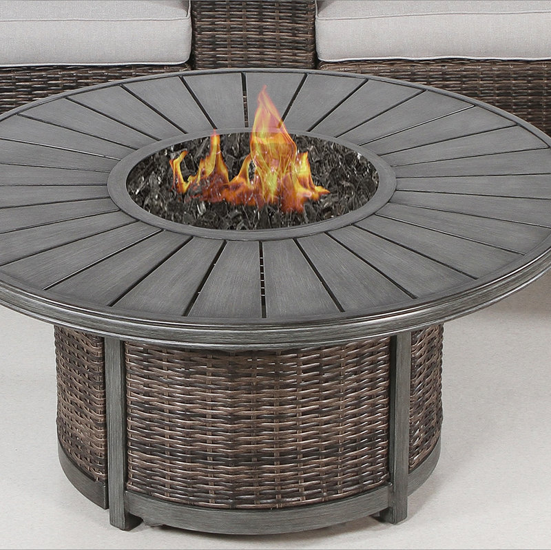 Table de foyer d'extérieur au propane 25 H x 52 W, Brun