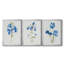 «Blue Blossom Botanical I», ensemble de 3 peintures sur toile encadrées-1397314982-1397314981