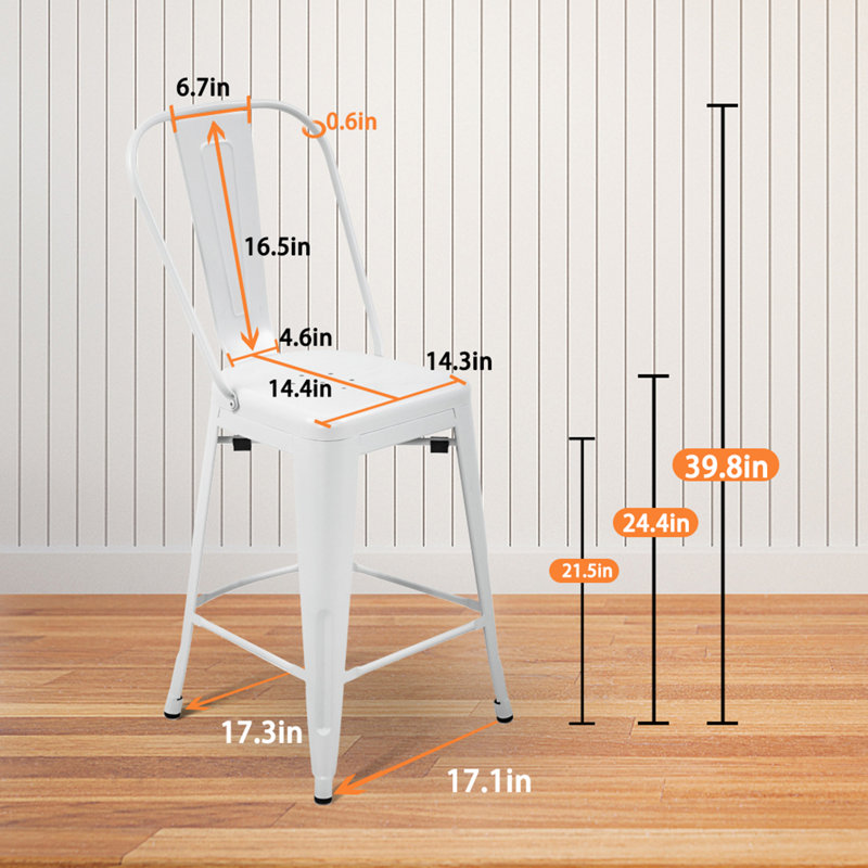 Tabouret de comptoir 24,4 po Caroga, Blanc