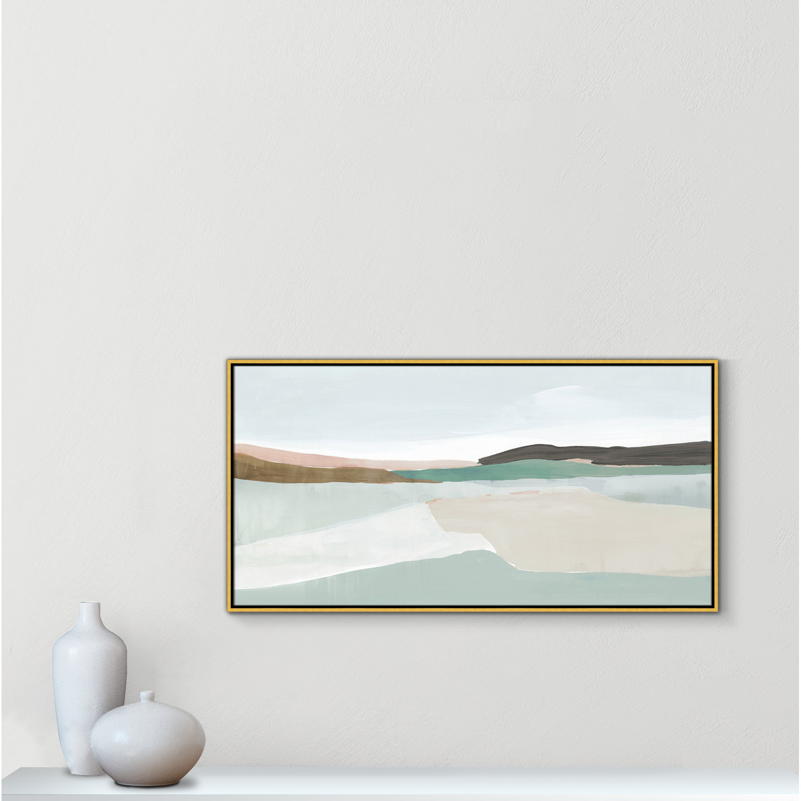 Ali "Sole of the Land I" Painting, 25.5" H x 49.5" W, Gold