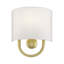 Applique murale 1 lumière ADA en nickel brossé avec abat-jour en tissu blanc cassé fabriqué à la main-557557547