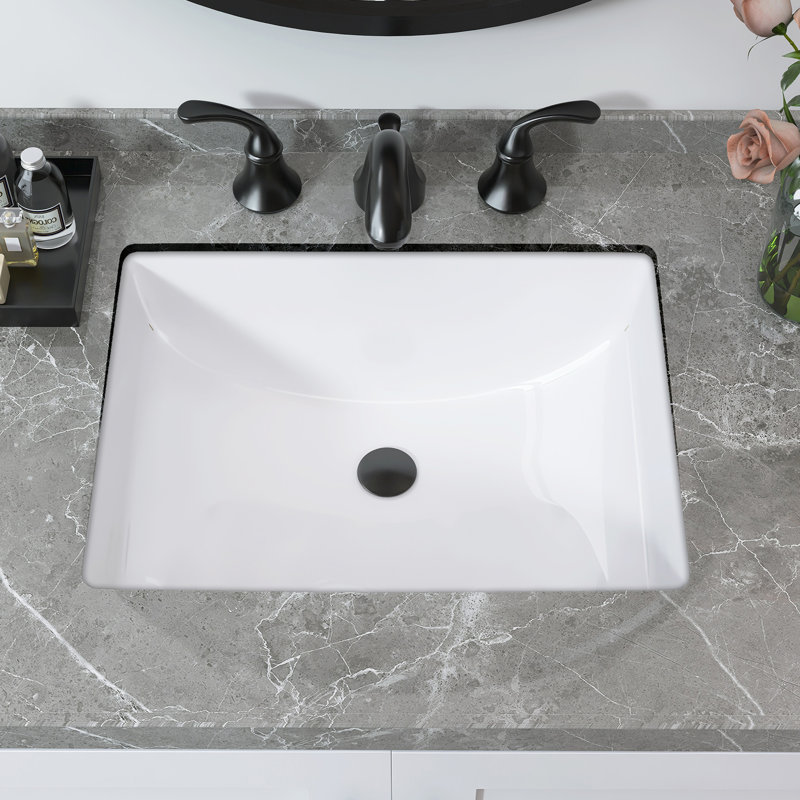 Lavabo de salle de bain rectangulaire encastré en porcelaine vitrifiée blanche en céramique avec trop-plein 18 "x P 14"