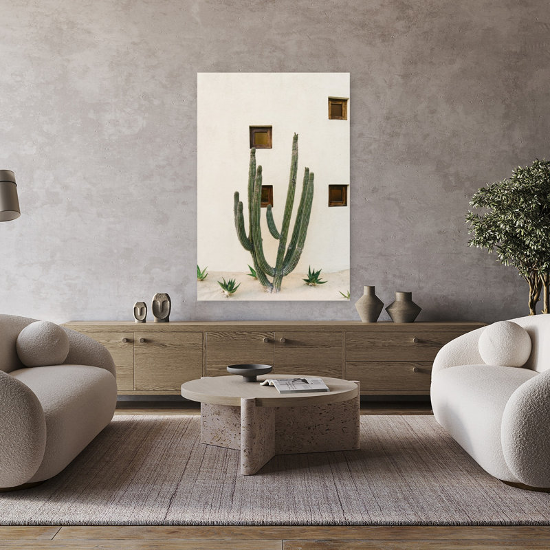 Art contemporain, paysage abstrait de cactus, H 48 po x l 32 po