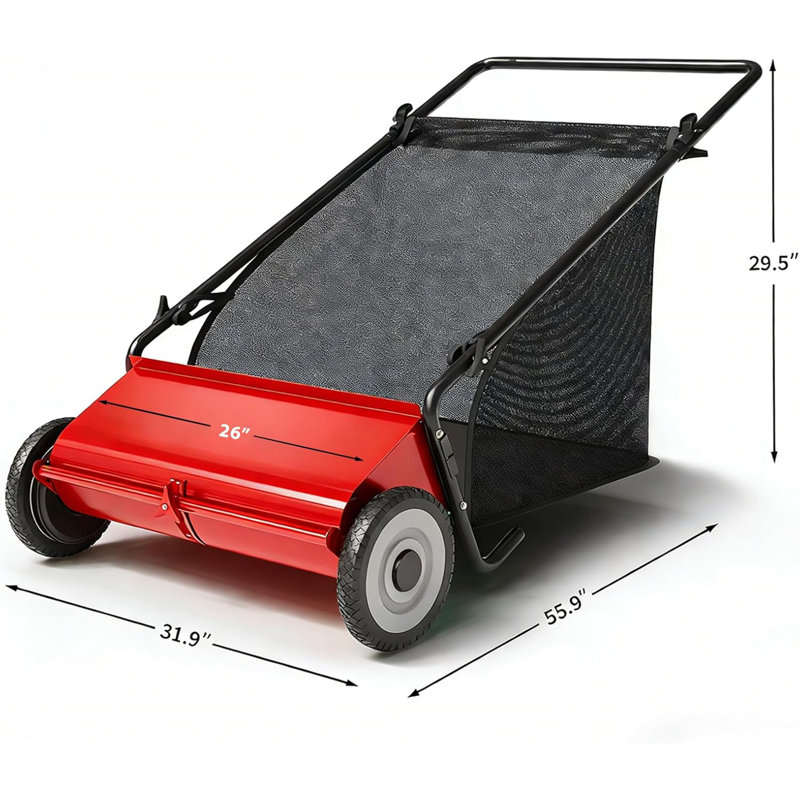 26'' Push Lawn Sweeper, Red