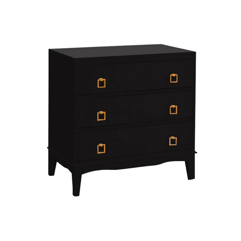 Jackson 3-Drawers Cabinet In Antique White, Tricorn Black