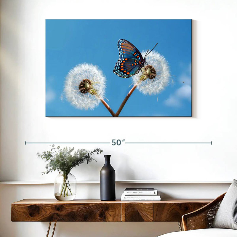 Brampt papillon sur pissenlit, H 26 po x l 39 po