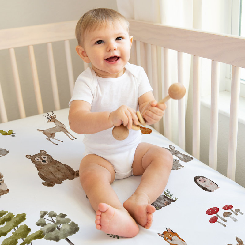 Ensemble de 2 draps-housses pour lit de bébé Watercolor Woodland Forest par Sweet Jojo Designs