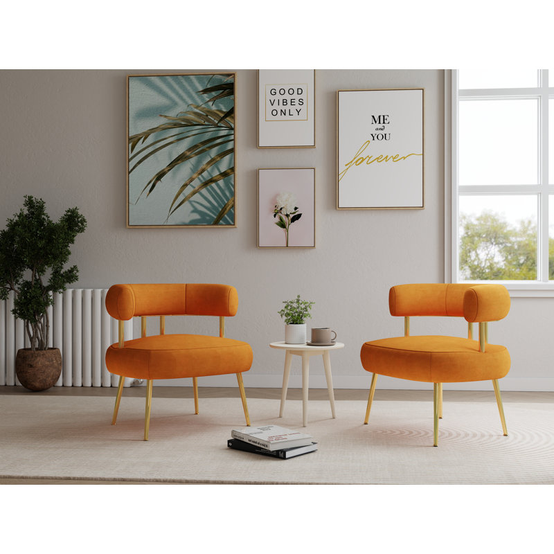 Maybrie Upholstered Armchair, Orange Polyester Blend