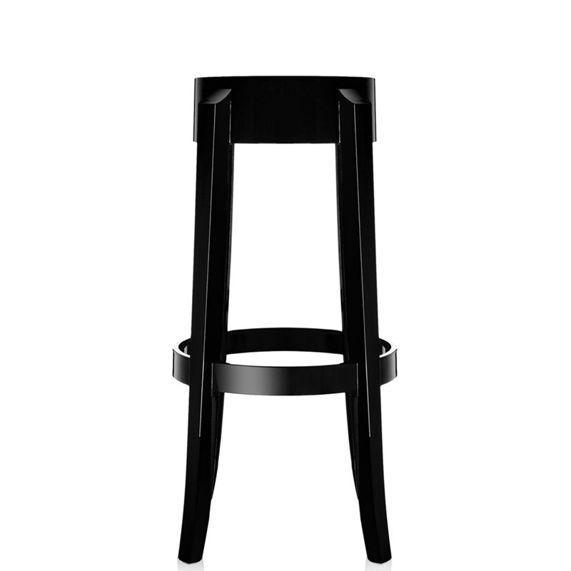 Charles Outdoor Bar Stool, Glossy Black, 29.53"