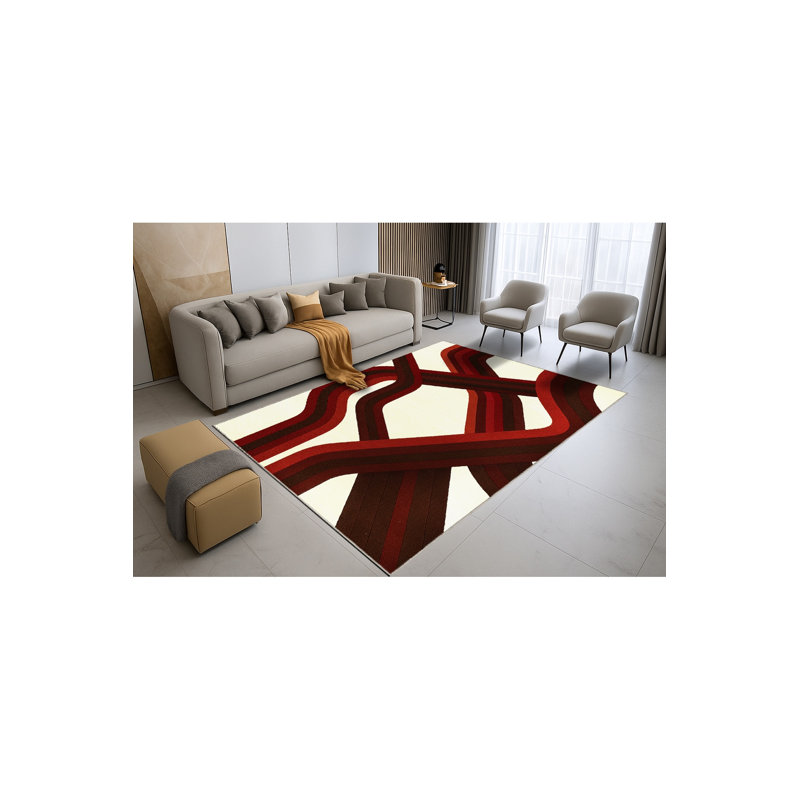 Tapis blanc tissé à motif lavable Mosso, 5'1" x 7'7"