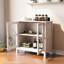 Armoire de cuisine avec portes doubles transparentes - solution de rangement rustique. Style Shaker, pieds fuselés. Robuste, finition. Blanc, simple à assembler. Buffet fonctionnel spacieux en verre blanc