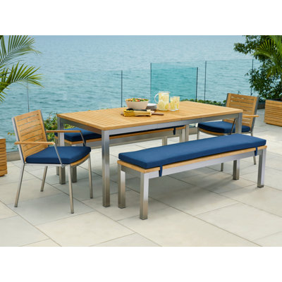 Outdoor Furniture Monterey 5 Piece Dining Set with 96 in. Table & Bench Seating