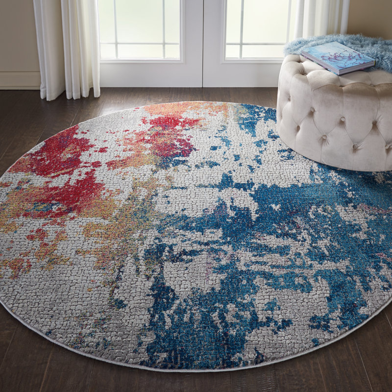 Hitton Abstract Area Rug, Round 122 x 122cm