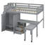 Lit mezzanine double avec escalier, bibliothèque, tiroirs, bureau et garde-robe - Mobilier multifonctionnel peu encombrant pour enfants et adolescents - Gris