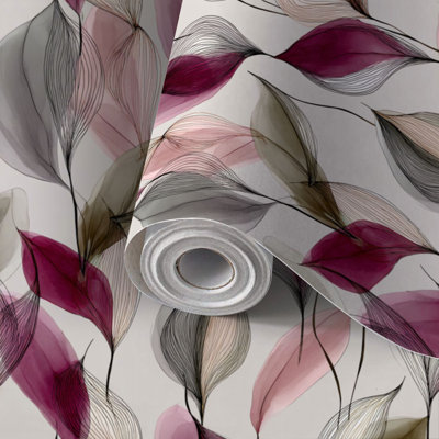 Peel and Stick Wallpaper Contact Paper Modern Luxury Floral Decor Deep Burgundy Self Adhesive and Removable 24in x 118in(60x300cm)