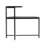 Table basse ronde avec rangement à 2 niveaux, design noir moderne pour le salon, robuste et élégante-1095653088