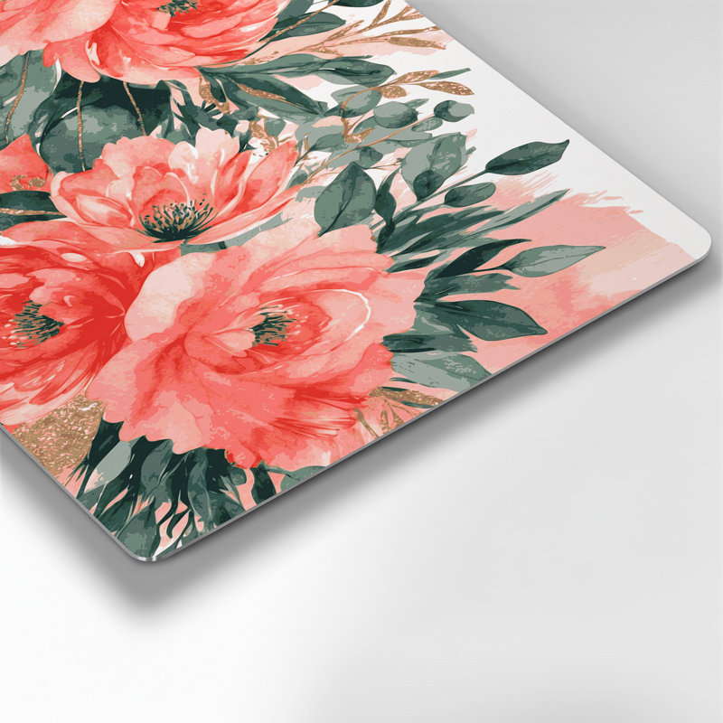 Aquarelle florale 100, art mural en métal rose, H 14 po x l 11 po