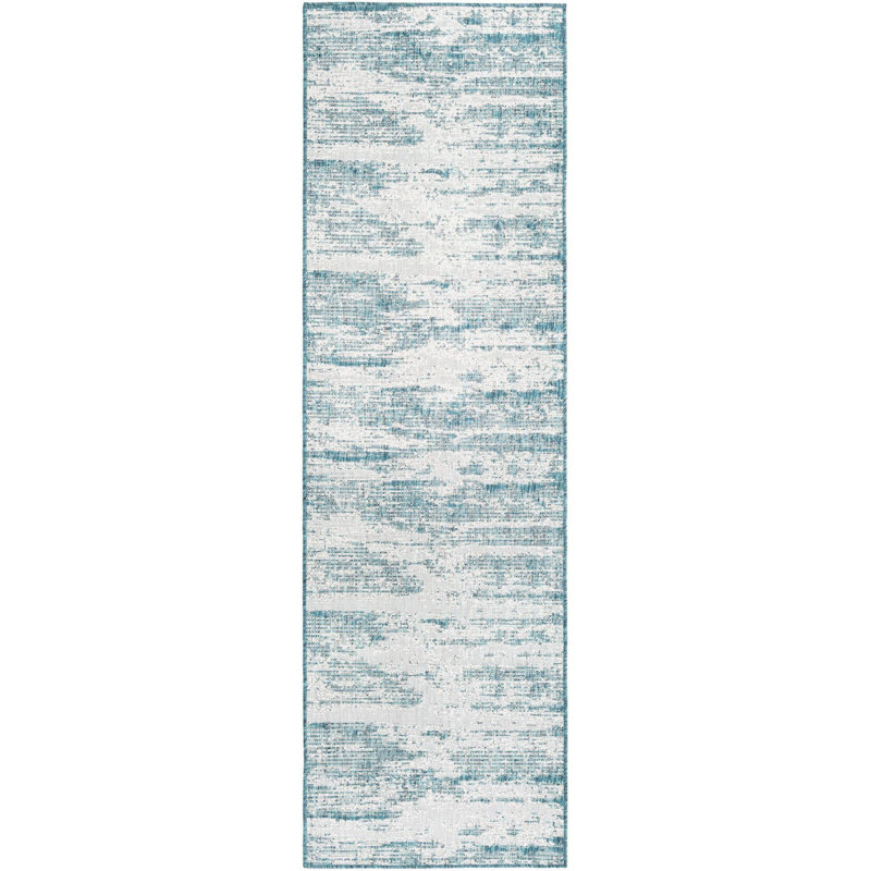 Outdoor Iris Area Rug Blue-Green Color, Runner 2'11" x 10'