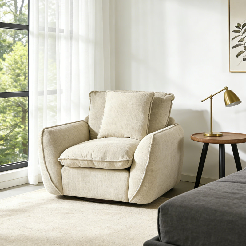Fauteuil d'appoint pivotant surdimensionné, Brun