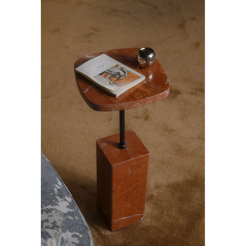 Caro Stone End Table, Red