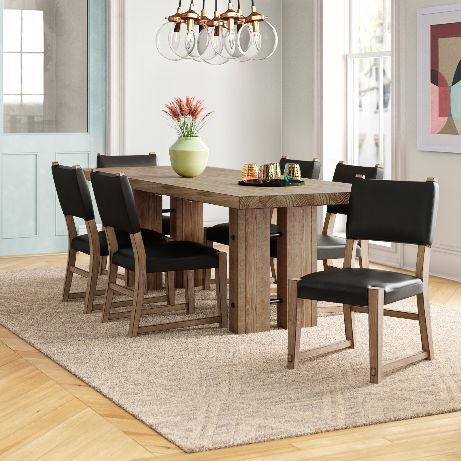 Double pedestal dining table seats online 12