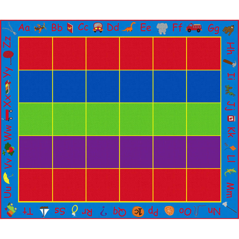 Tapis arc-en-ciel KidCarpet ABC avec 30 sièges, 10 pi x 12 pi, Rectangle 10 pi x 12 pi