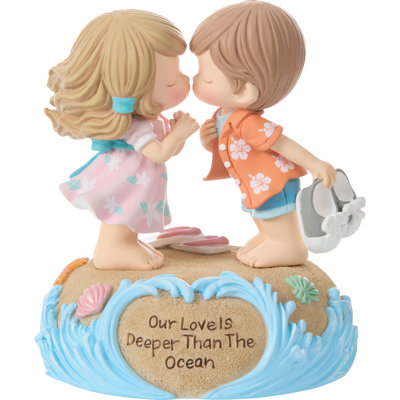 Precious Moments Couple Kissing on the Beach Musical Figurine 5.25 Inch