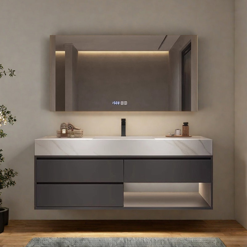 Armoire de salle de bain moderne et luxueuse, Gris, H 21,7 po x l 55,1 po x P 21,7 po