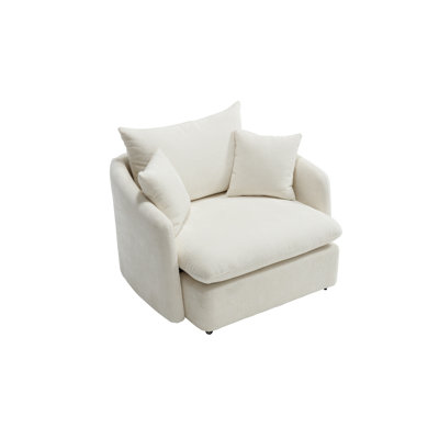 Swivel Beige Oversized Sofa Armchair - 3 Pillows, Modern Comfy Design for Living Room, Bedroom, Hotel