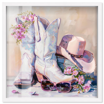 Spring Pink Cowboy Necessities Shadowbox Print Trendy Cowboy Decor by Art Remedy
