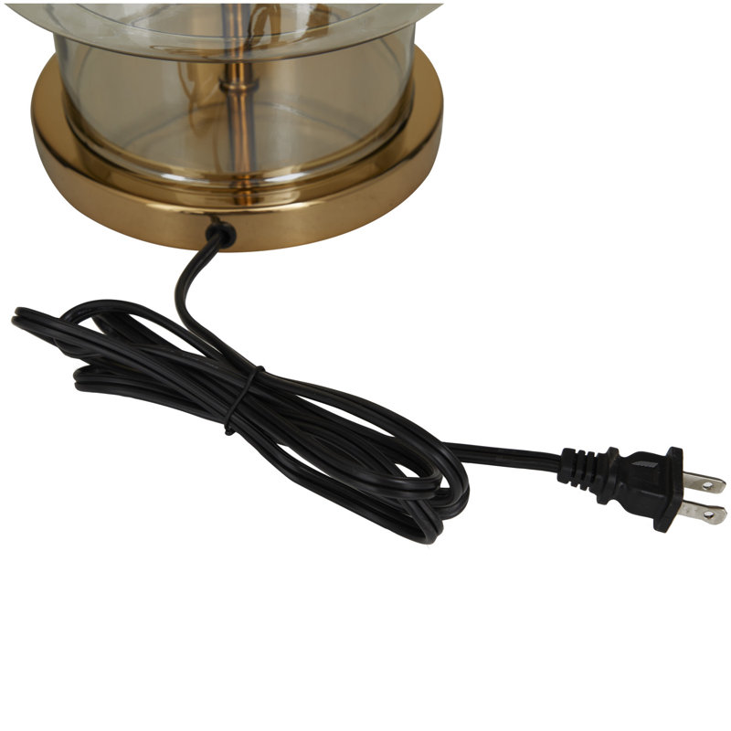 Lampe de table en verre transparent dorÃ© avec abat-jour cylindrique, Noir