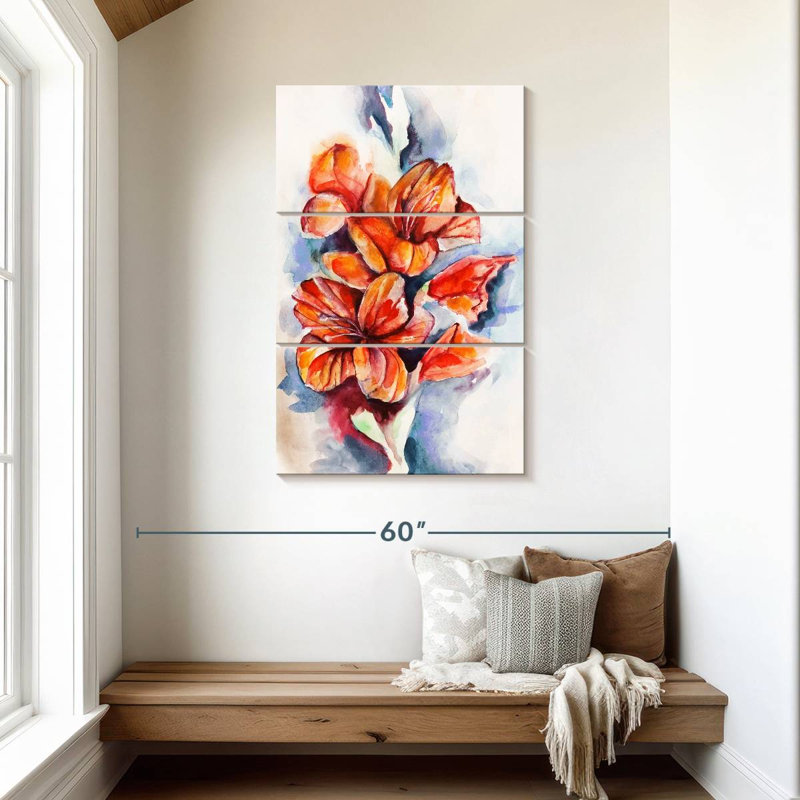 Harnek glaïeul et coquelicot, H 45 po x l 28 po