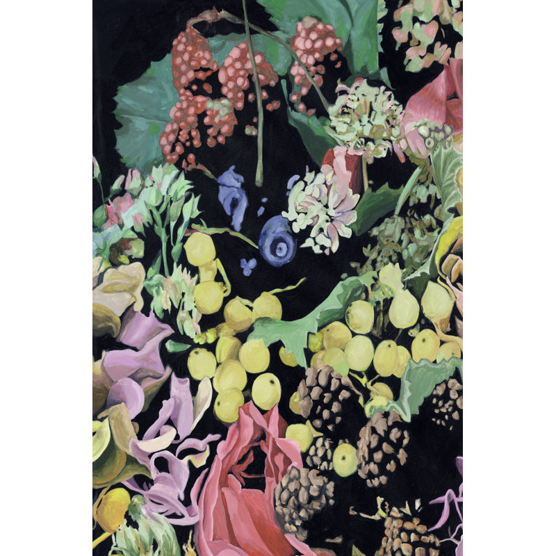 Floral on Black II by Melissa Wang - Wrapped Canvas Painting, 122cm H x 81cm W, Wrapped Canvas