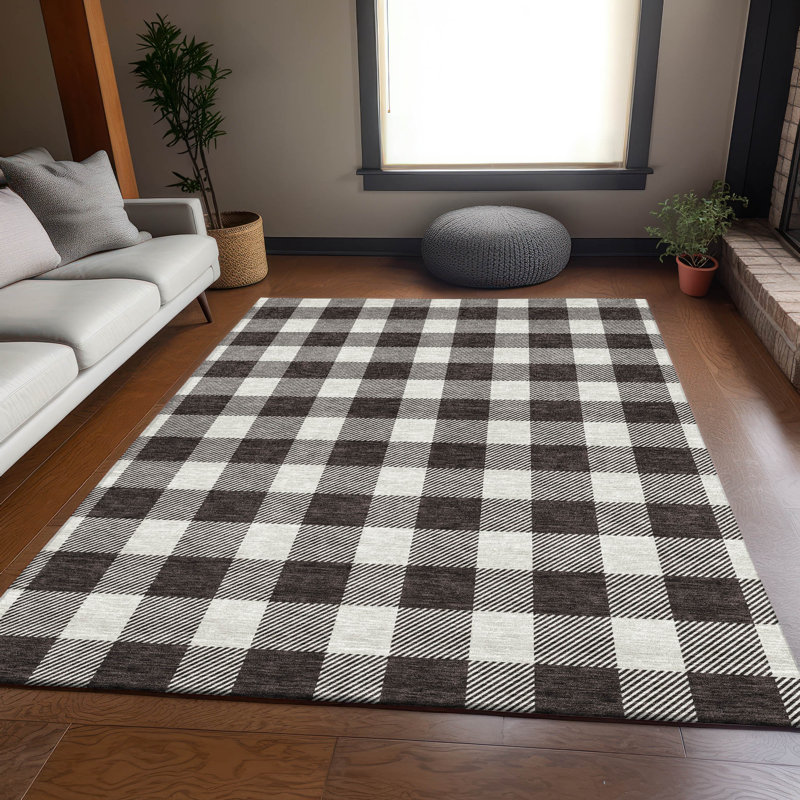 Premium Machine Washable Prisco Black Rug, Rectangle 10' x 14'