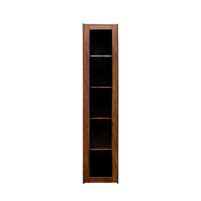 Alverez 5 - Shelf Display Cabinet With Glass Doors And Led Lights, Ideal For Home Decor In Bedroom, Study 15.59 Depth, 71.11 Height, Walnut Equipped Curio Storage, Shelves, Doors, Showcasing Collections,