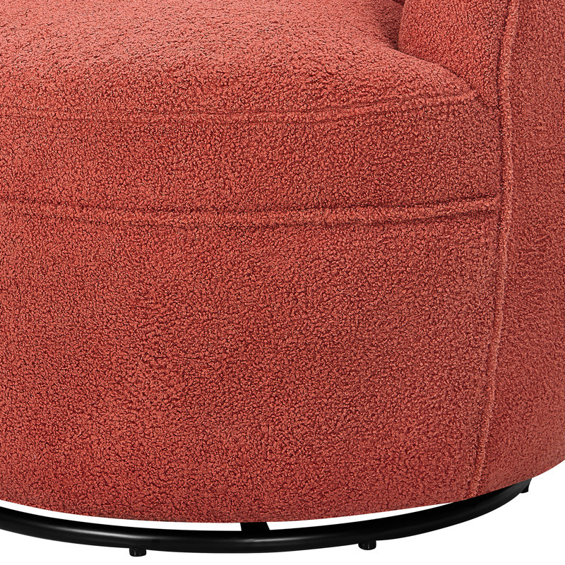 Gwenlyn 360 Swivel Teddy Sherpa Barrel Chair, Coral Teddy