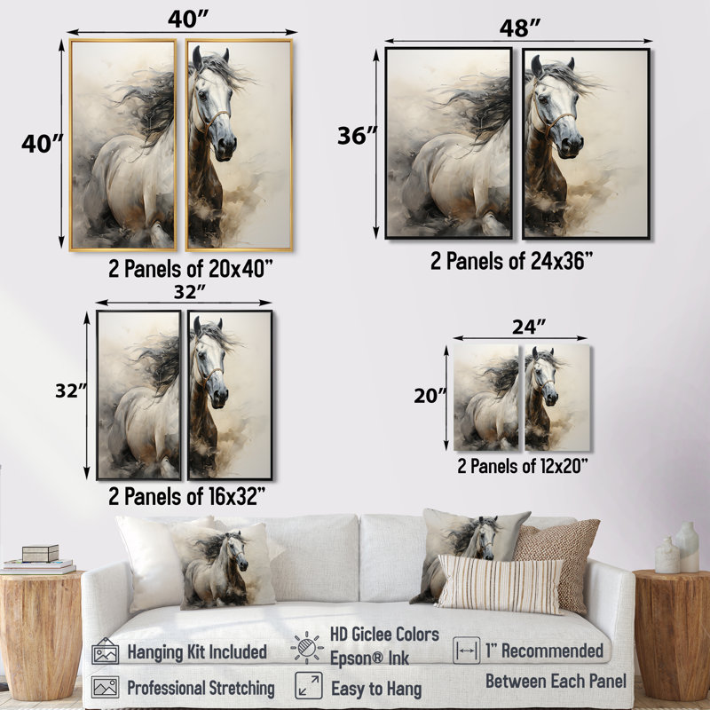 Hooves In Harmony Horse I - décoration murale noire, H 20 po x l 24 po, Toile tendue, Ne s’applique pas