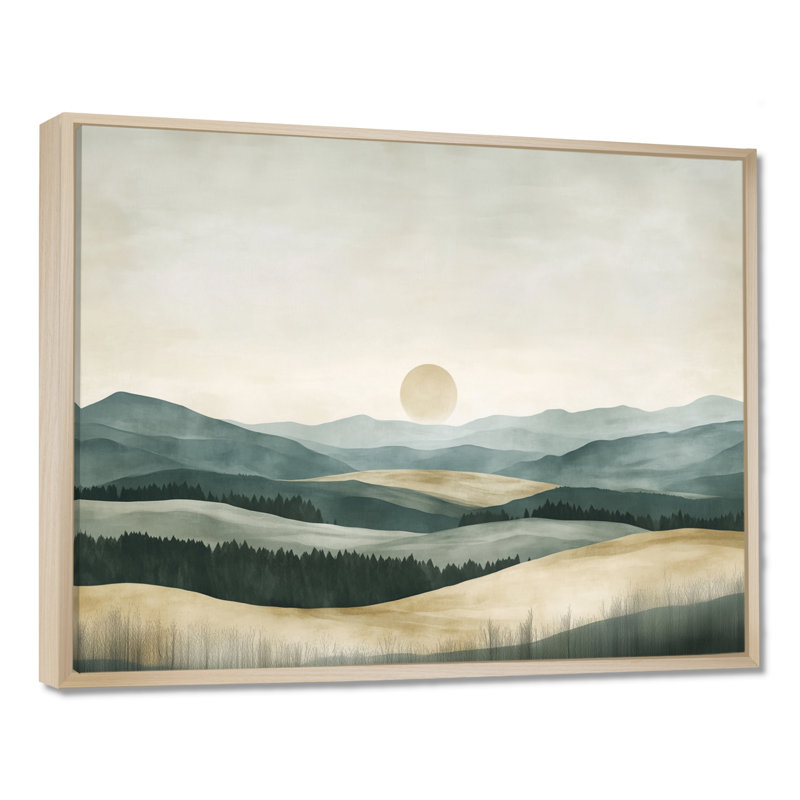 «Minimal Country Horizon II», décoration murale en toile rustique grise, H 34 po x l 44 po, Cadre naturel flottant
