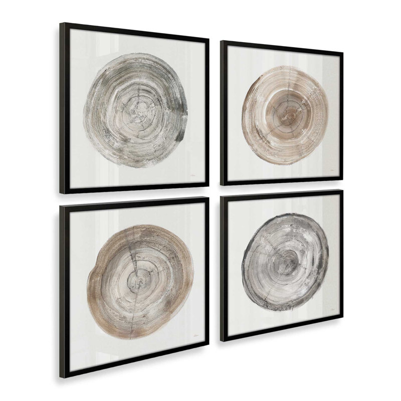 Anneaux du temps, ensemble de 4 impressions sur toile, Cadre noir satiné, H 21,5 po x l 41,5 po x P 1,25 po