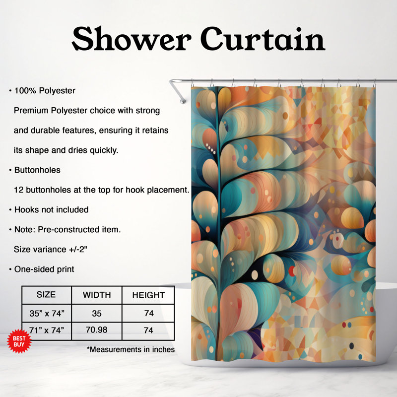 Rideau de douche Ornamented Tree - Premium, H 74 po x l 71 po