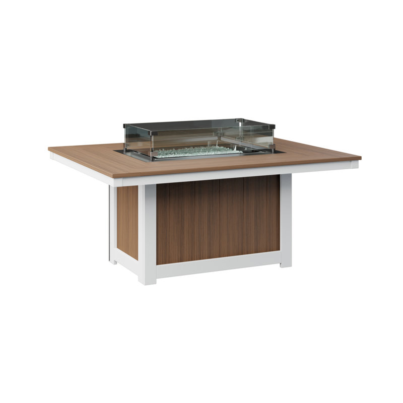 Table rectangulaire de foyer d'extérieur en acajou antique avec base blanche Berlin Gardens Donoma, Acajou antique
