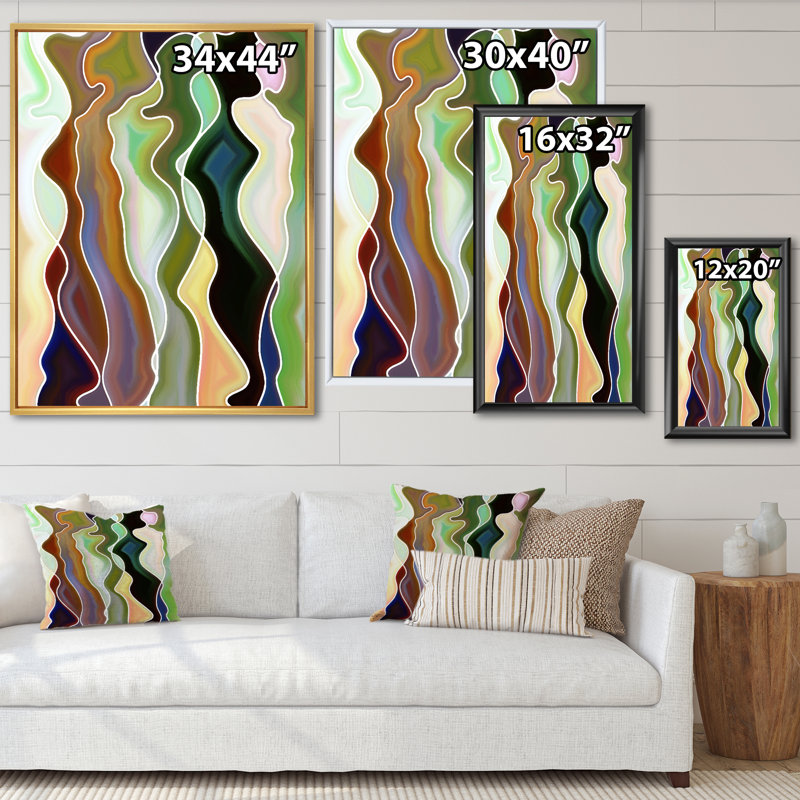 «Abstract Colorful Colorful Curves», impression sur toile, H 20 po x l 12 po, Cadre flottant en érable
